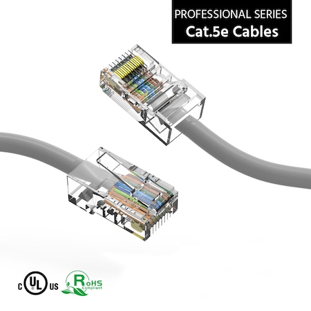 CAT5E CMR Ethernet Network Non Booted Cable- 9ft- Gray
